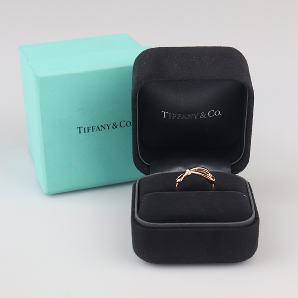 【自营】中古95新TIFFANY(蒂芙尼)蝴蝶结钻石戒指750玫瑰金50号 - 图1