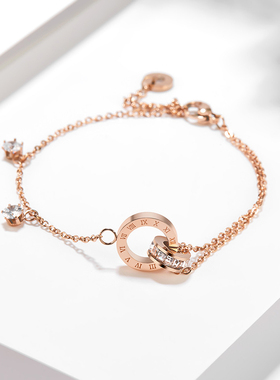 【自营】DAISY BEAUTY 英国双环交扣罗马数字手链女简约时尚手饰