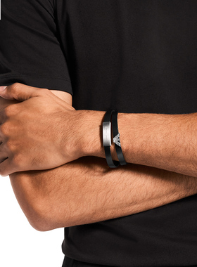 【自营】春季新品Armani阿玛尼男士手链黑色双层皮革钢质男生礼物