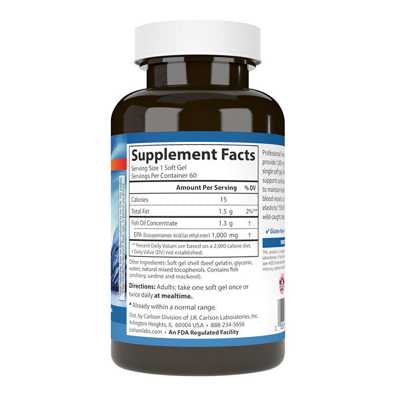 【自营】美国carlson卡儿森成人深海挪威鱼油精英EPA1000mg鱼油,淘宝优惠券,粉丝福利购,淘宝优惠卷