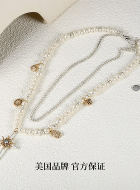 Idokawa施家珍珠双层锁骨链项链