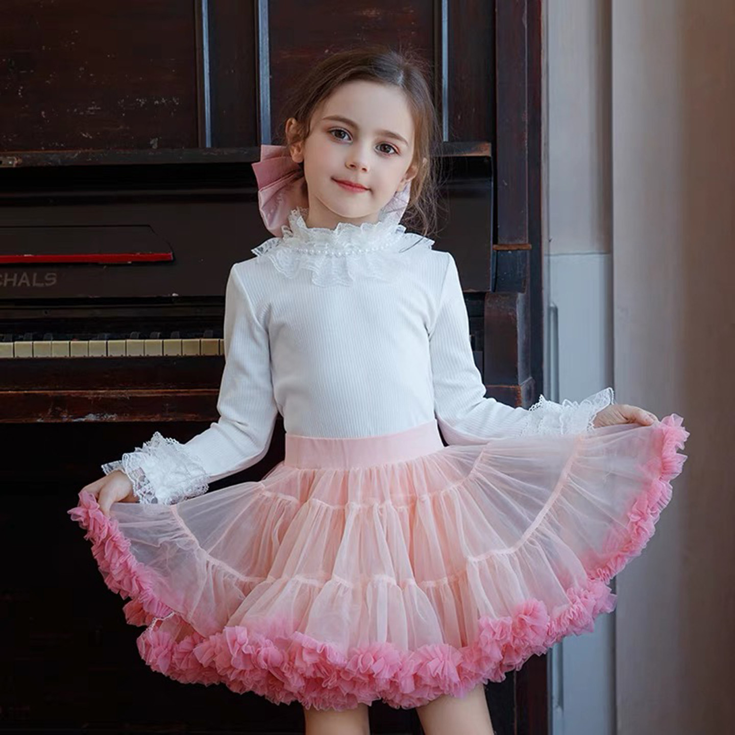 女童纯棉打底衫 2025秋冬新款公主裙内搭纯色花边洋气打底衫,淘宝优惠券,粉丝福利购,淘宝优惠卷