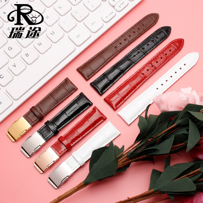 适配女士sheen真皮红色配件手表带 瑞途手表配件