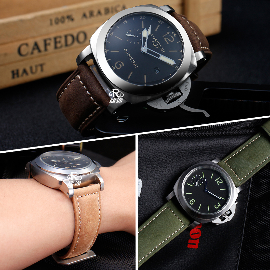 适用沛纳海真皮表带PAM111/441手工复古疯马牛皮手表带 男24 26mm,淘宝优惠券,粉丝福利购,淘宝优惠卷