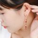 Ruohua Jewelry Liunian Pigeon Blood Ruby Earrings Women's 18K Gold Tassel Earrings Earrings Colorful Earrings Gift