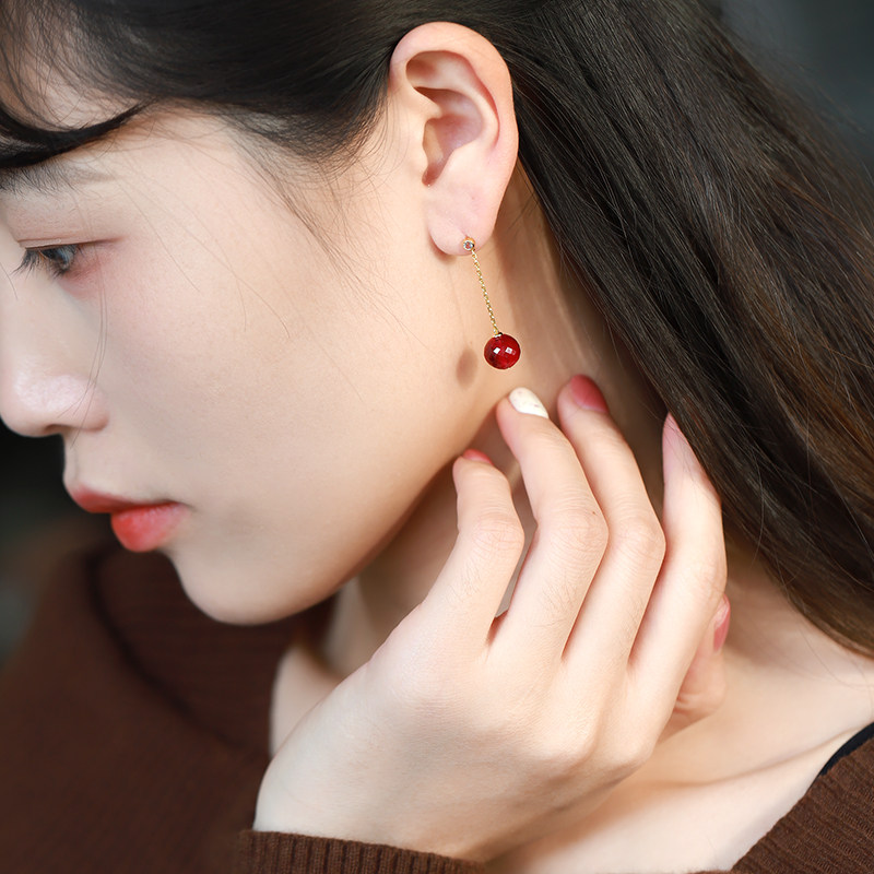 若华珠宝晚枫 大颗粒刻面红宝石耳环女18K金流苏耳钉耳饰礼物定制,淘宝优惠券,粉丝福利购,淘宝优惠卷