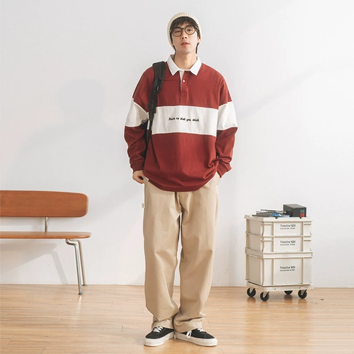 714street, японские весенние хаки штаны, свободный прямой крой