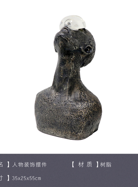 软装蓝色雨滴抽象风半身艺术品