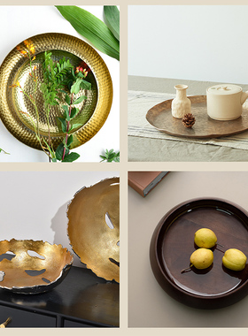 欧式轻奢复古做旧锤纹铝制装饰碗金属果盘现代茶几餐厅装饰品摆件