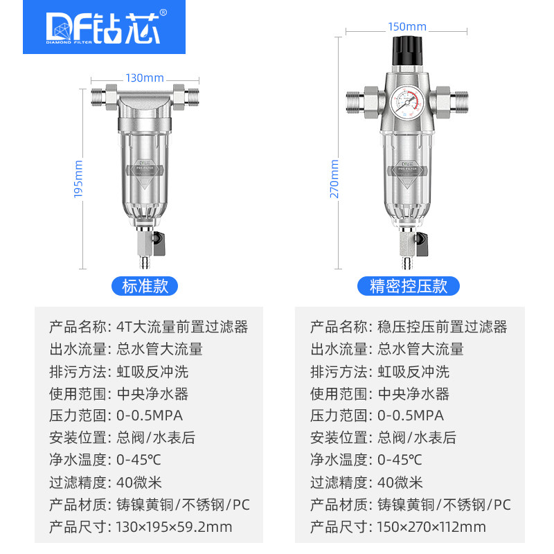 家用全屋大流量中央自来水净水器 钻芯净水器