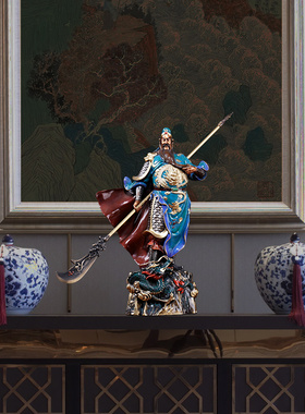 纯铜关公办公室客厅玄关大厅摆件