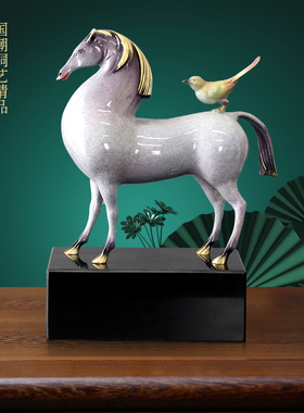 马上有喜铜摆件客厅书房装饰品