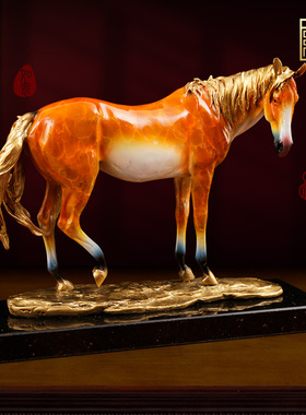 马上发财铜马大摆件客厅玄关酒柜装饰品大厅展台商务开业乔迁礼品