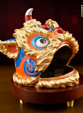 创意醒狮入户玄关钥匙收纳摆件铜中式开业乔迁装饰品国潮朋友礼品