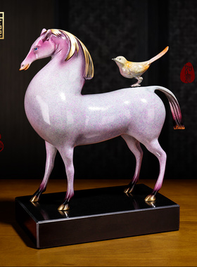 马上有喜黄铜家用摆件精品家居饰品办公室样板间婚礼婚房开业礼品