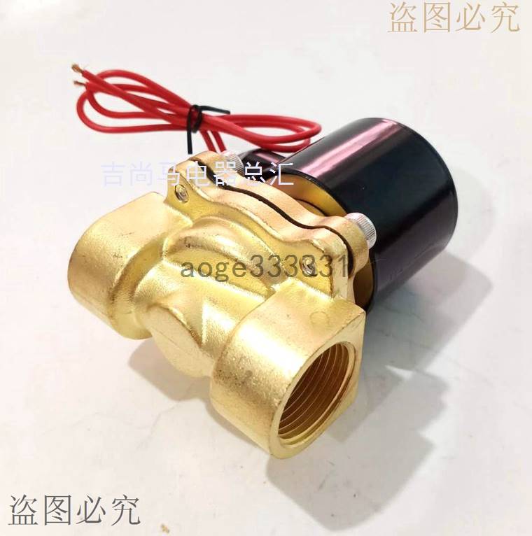 zw/2w025-06小电磁阀铜阀体水阀开关1分接口24V2200V交流直流常闭 - 图0