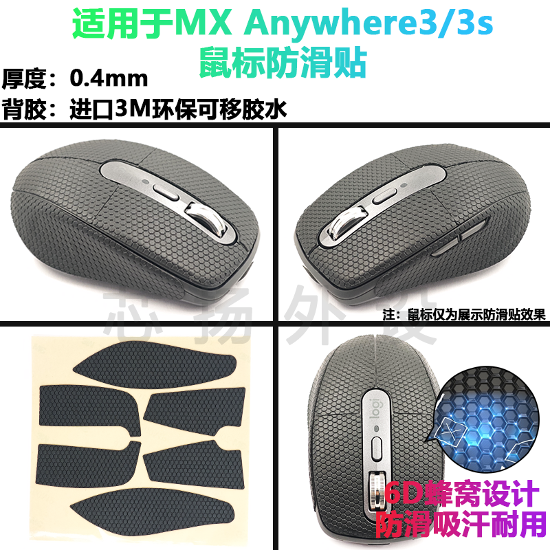 适用罗技MX Master1 2 3S anywhere鼠标防滑贴吸汗贴纸保护侧裙贴 - 图1
