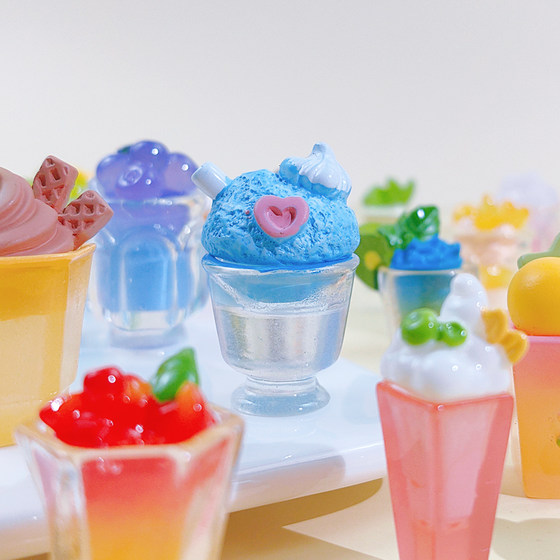 Creative summer ice cream cup blind bag miniature smoothie juice drink bottle model simulation food toy decorative small ornaments