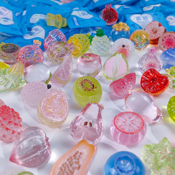 New high transparent large fruit blind bag simulation resin ice transparent lemon watermelon fruit model computer desktop small ornaments