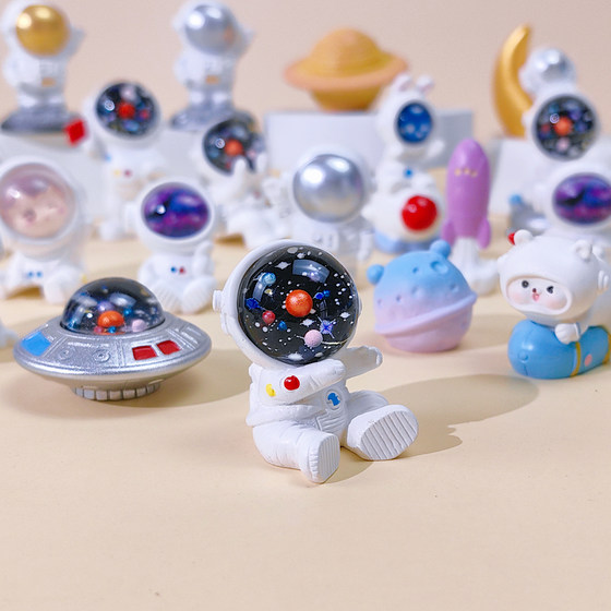 Creative space planet blind bag simulated lunar astronaut doll model mini rocket spaceship small ornaments