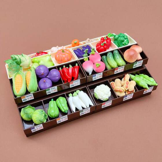 Miniature mini supermarket vegetable stall pumpkin pepper doll house small ornaments micro landscape decoration accessories model shelves