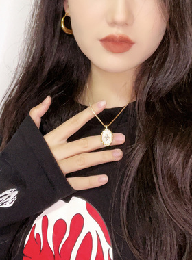 法式高级天然贝母毛衣链轻奢项链