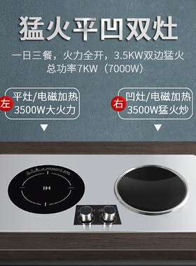 奥米康大功率爆炒嵌入式台式双灶
