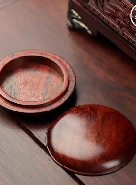 印度小叶紫檀木印泥盒