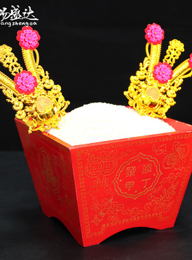 家用实木大圆米斗锥形传统老式木斗寓意米斗乔迁新居入宅结婚摆件