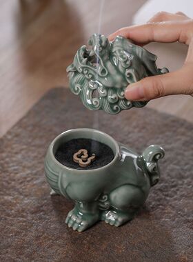 中式陶瓷貔貅香薰炉狻猊塔香炉