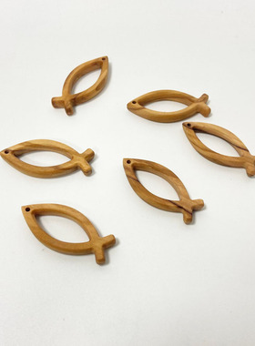 可爱鱼形橄榄木项链木质复古手工木把手玩项链吊坠男女通用