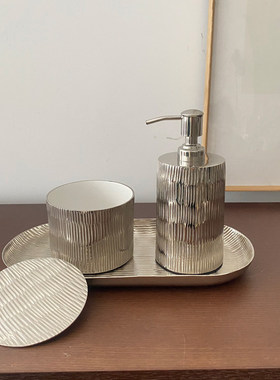 印度进口铝制银色卫浴收纳摆件