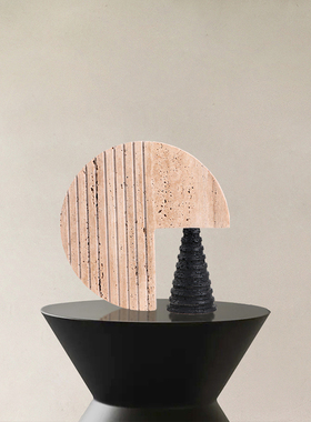 侘寂风新中式创意木化石屏风摆件样板间售楼处书柜软装饰品工艺品