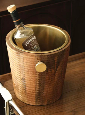 印度进口木质酒桶开瓶器摆件