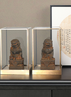 新中式复古怀旧风组合搭配摆件客厅玄关博古架装饰品狮子鱼马摆设