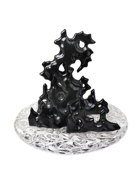 轻奢风玻璃圆形样板间茶几装饰盘