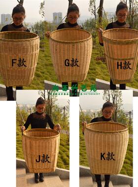 个性精制湘西竹筐竹编家用带盖收纳大号圆形餐具脏衣篓带簸箕包邮