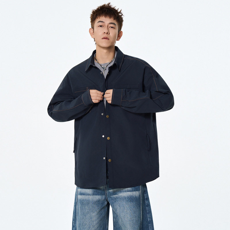 男士衬衫外套春秋新款复古百搭长袖上衣青年潮牌工装翻领衬衣夹克,淘宝优惠券,粉丝福利购,淘宝优惠卷