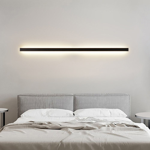 极简长条卧室床头壁灯客厅背景墙格栅灯氛围线条主卧氛围插电壁灯 - 图1