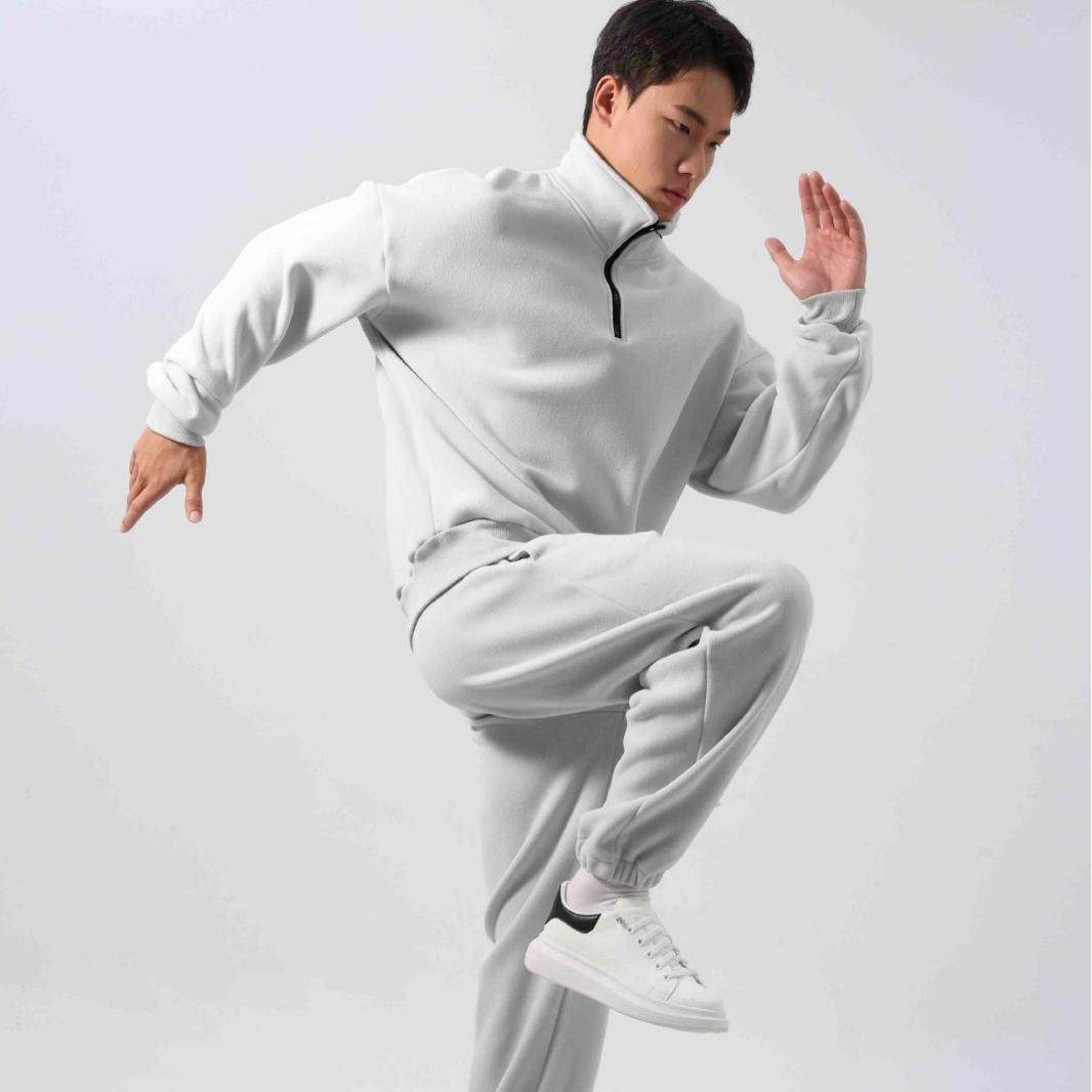 肌肉健身跑步加绒运动卫衣长裤套装男套头立领衫宽松韩版保暖上衣,淘宝优惠券,粉丝福利购,淘宝优惠卷