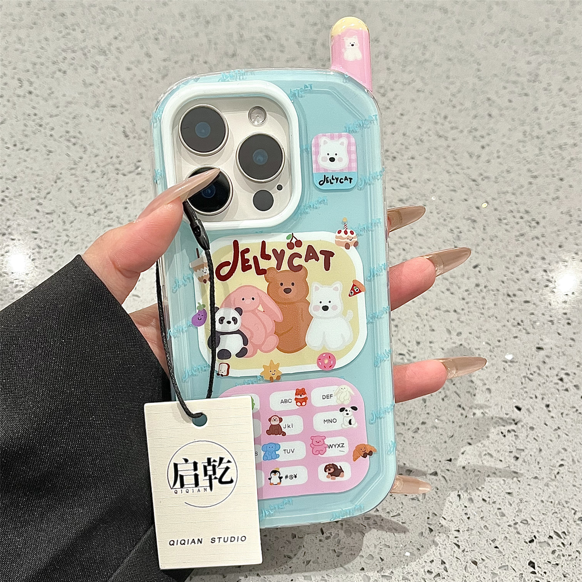 启乾 jellycat小动物大哥大iPhone16/15手机壳适用苹果14/13promax硬壳少女心可爱卡通创意小众韩系趣味新款 - 图0