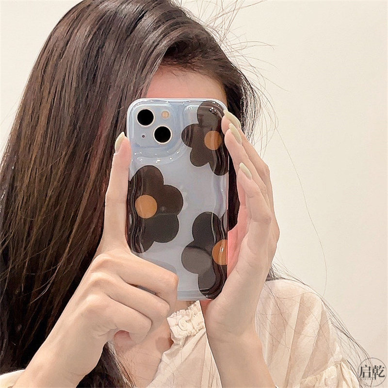 ins韩风小众花朵iphone13手机壳适用苹果13promax简约12/11冷淡风高级感蓝色新款透明硅胶全包防摔14pro/plus_虎窝淘