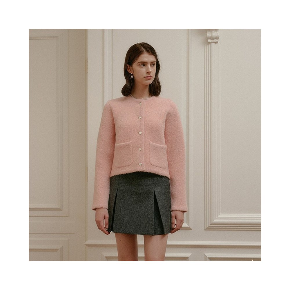 韩国直邮[LOOKAST]PINK SASHA WOOL KNIT CARDIGAN羊毛针织衫开衫-图0