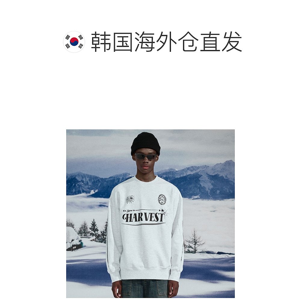 韩国直邮[23.65]HARVEST SWEAT SHIRTWHITE/GREY宽松休闲卫衣白灰 - 图1