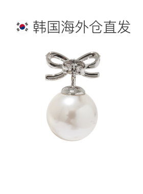 韩国直邮Self-Portrait 水晶蝴蝶结珍珠耳环（PF26604E 银色） 珠