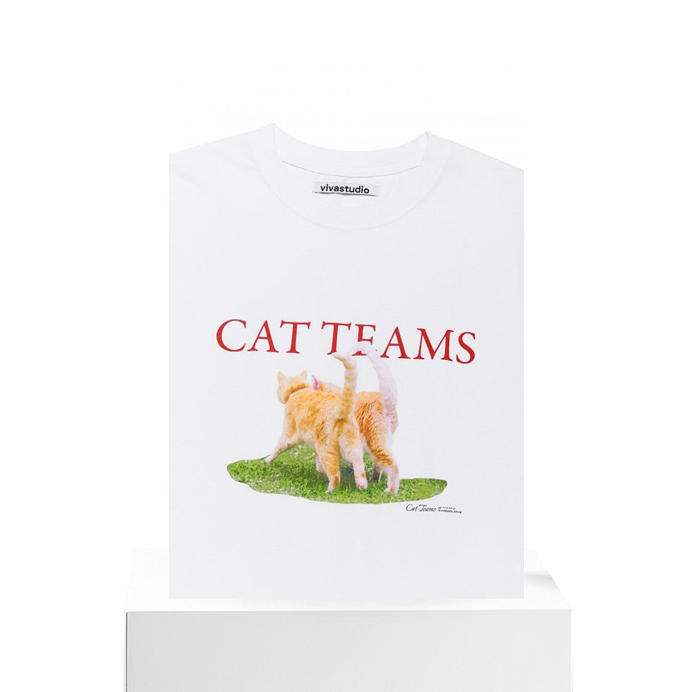 韩国直邮VIVASTUDIO 公用T恤CAT TEAMS TEE [WHITE] KSVT129 - 图3