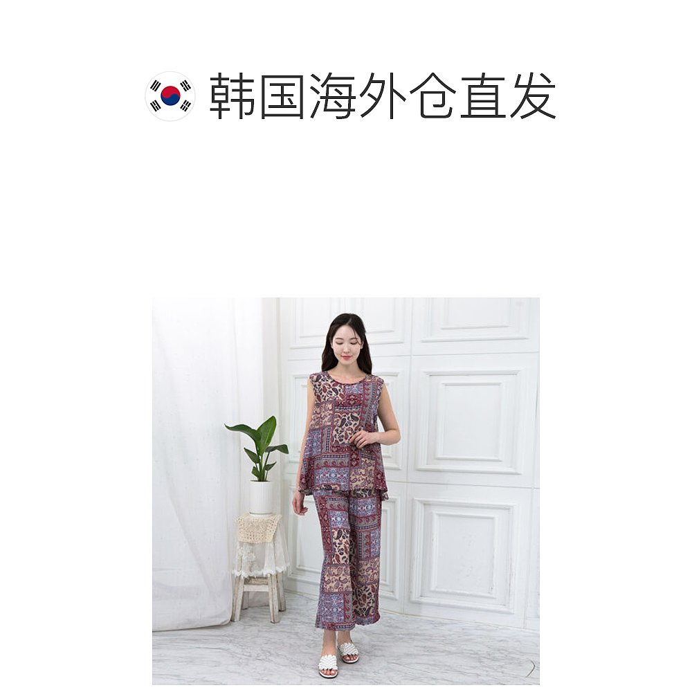 韩国直邮[妈妈服饰 MOSLIN] 花纹 人造丝上衣裤子包装 家居服饰 Y - 图1