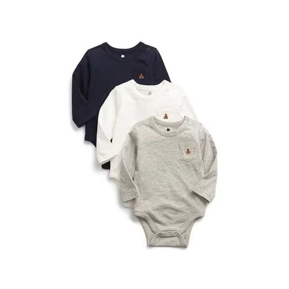 韩国直邮GAP Kids T恤 Baby/Multi/Long Sleeved/Bodysuit/3PACK/