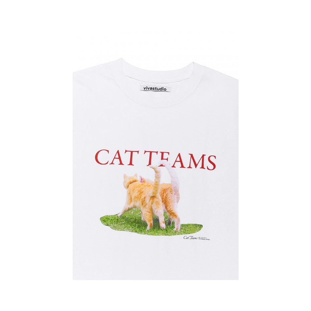 韩国直邮VIVASTUDIO 公用T恤CAT TEAMS TEE [WHITE] KSVT129 - 图0