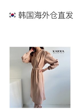 韩国直邮KARRA 连衣裙 [KARRA] 捏褶拉绳V领连衣裙 KB3SOP054Q